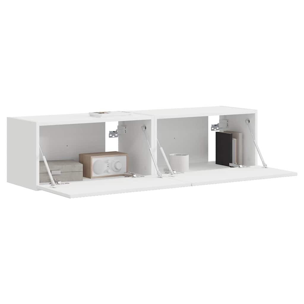 TV Wandkast 2 pcs Wit 60 x 31 x 29,5 cm Bewerkt hout is nu te koop bij PeponiXL, paradijselijk wonen!