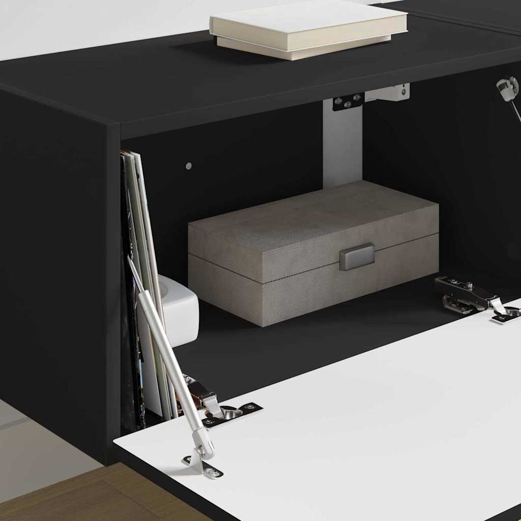 TV Wandkast 2 pcs Zwart 60 x 31 x 29,5 cm Bewerkt hout is nu te koop bij PeponiXL, paradijselijk wonen!