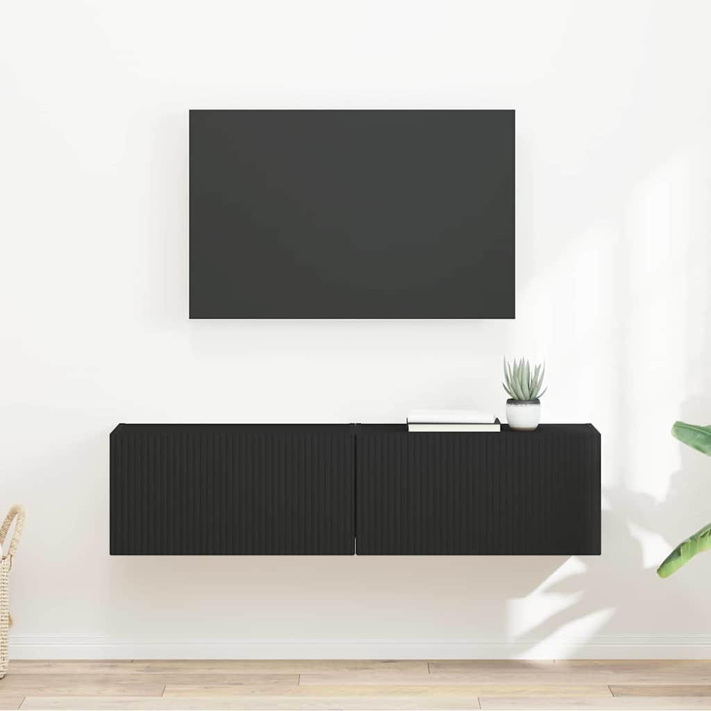 TV Wandkast 2 pcs Zwart 60 x 31 x 29,5 cm Bewerkt hout is nu te koop bij PeponiXL, paradijselijk wonen!