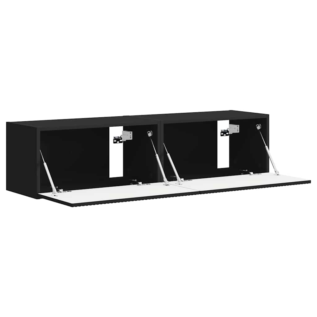 TV Wandkast 2 pcs Zwart 60 x 31 x 29,5 cm Bewerkt hout is nu te koop bij PeponiXL, paradijselijk wonen!