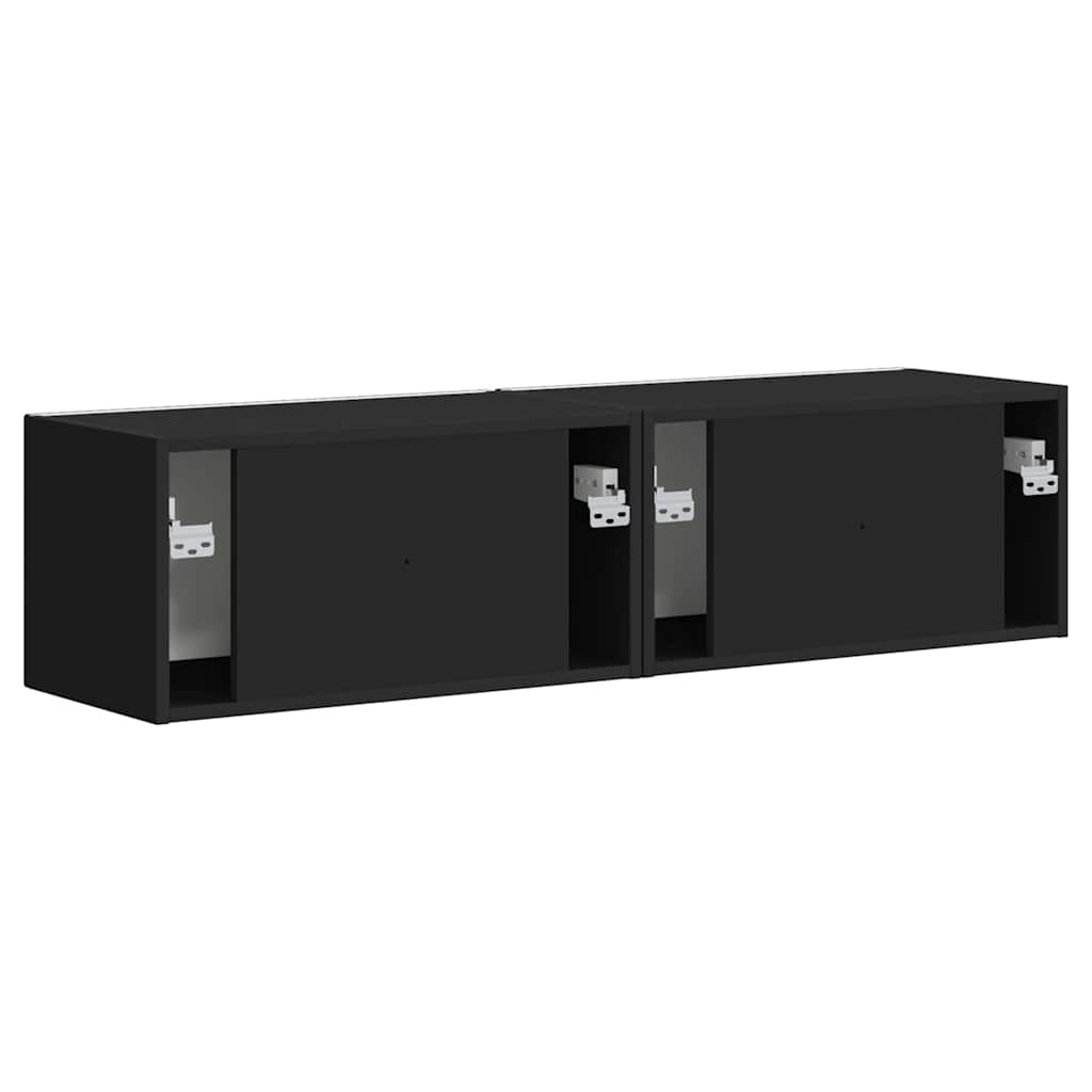 TV Wandkast 2 pcs Zwart 60 x 31 x 29,5 cm Bewerkt hout is nu te koop bij PeponiXL, paradijselijk wonen!