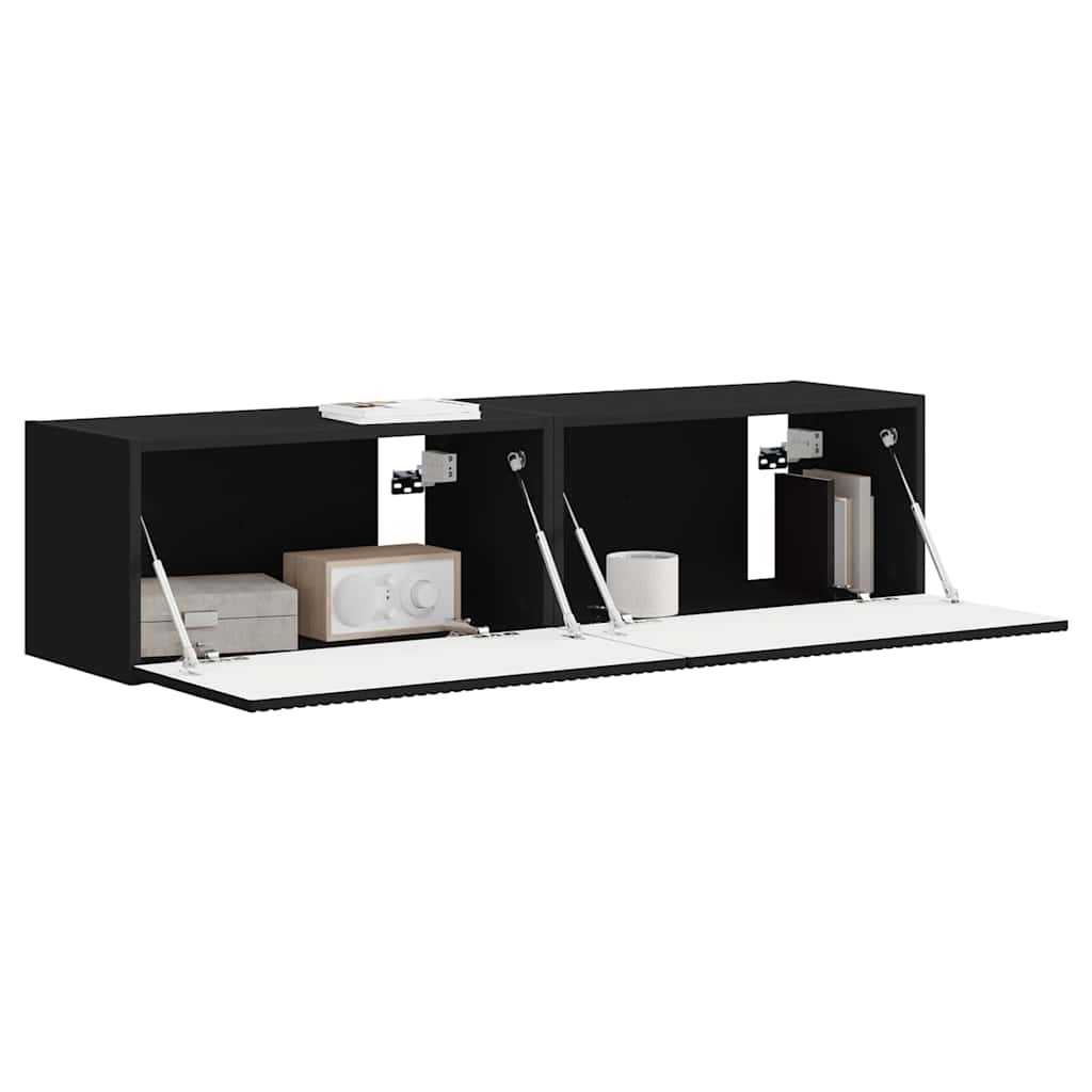 TV Wandkast 2 pcs Zwart 60 x 31 x 29,5 cm Bewerkt hout is nu te koop bij PeponiXL, paradijselijk wonen!