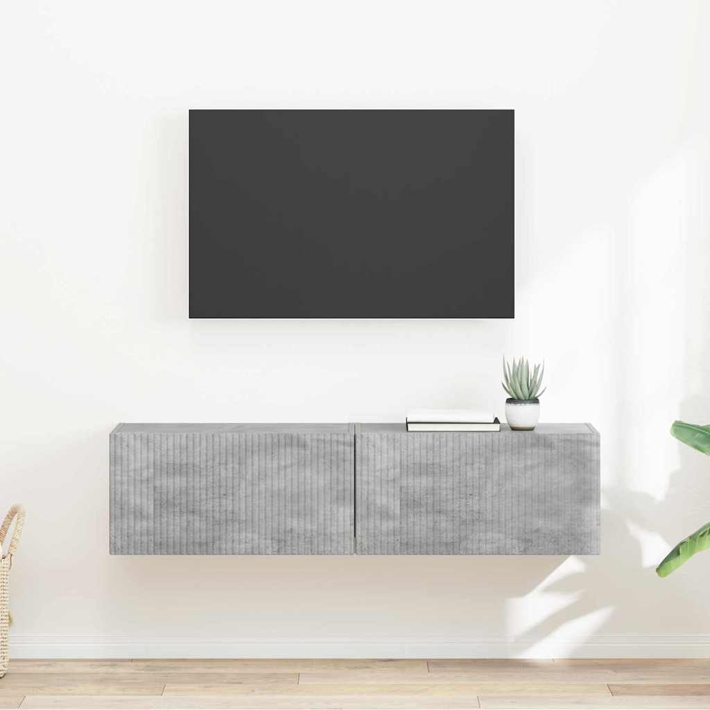TV Wandkast 2 pcs Beton 60 x 31 x 29,5 cm Bewerkt hout is nu te koop bij PeponiXL, paradijselijk wonen!