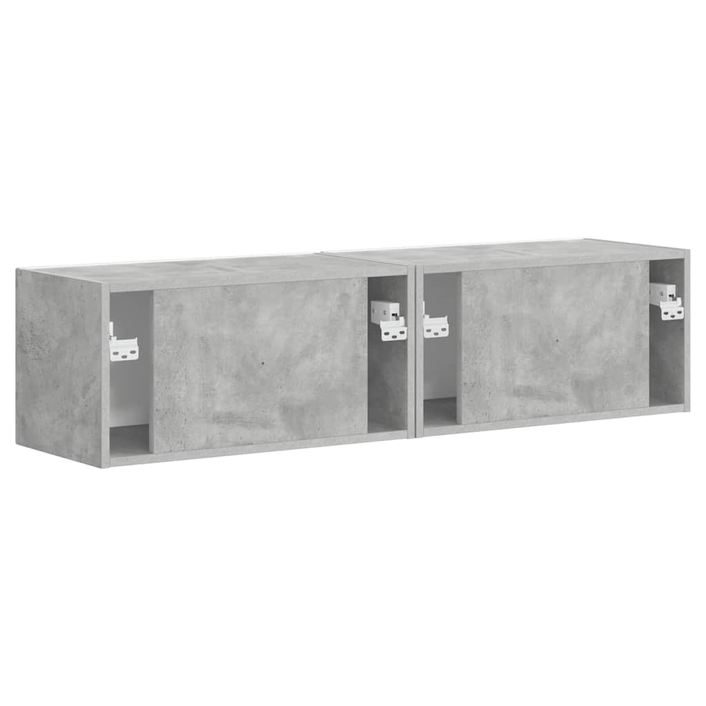 TV Wandkast 2 pcs Beton 60 x 31 x 29,5 cm Bewerkt hout is nu te koop bij PeponiXL, paradijselijk wonen!
