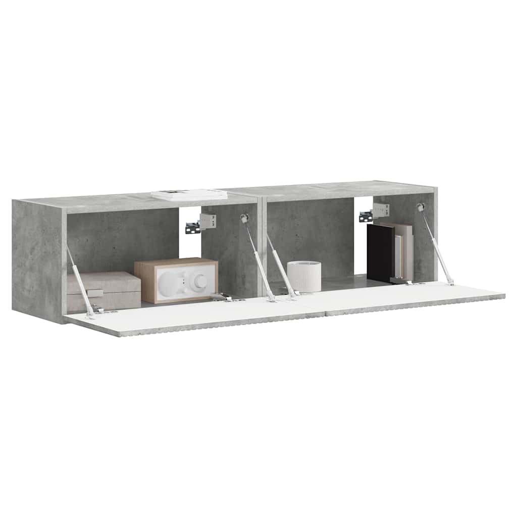 TV Wandkast 2 pcs Beton 60 x 31 x 29,5 cm Bewerkt hout is nu te koop bij PeponiXL, paradijselijk wonen!