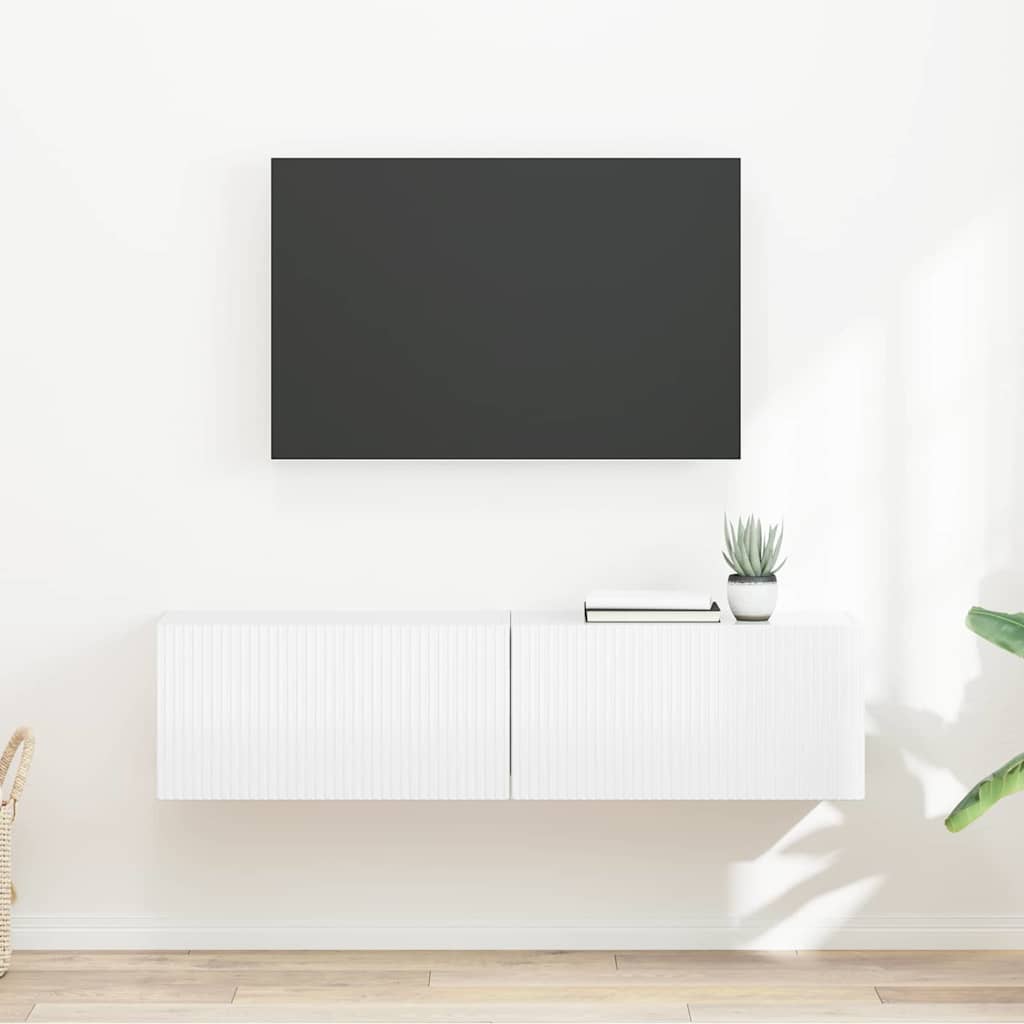 TV Wandkast 2 pcs Glanzend Wit 60 x 31 x 29,5 cm Bewerkt hout is nu te koop bij PeponiXL, paradijselijk wonen!