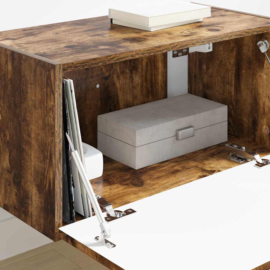 TV Wandkast Gerookt eiken 60 x 31 x 29,5 cm Bewerkt hout is nu te koop bij PeponiXL, paradijselijk wonen!