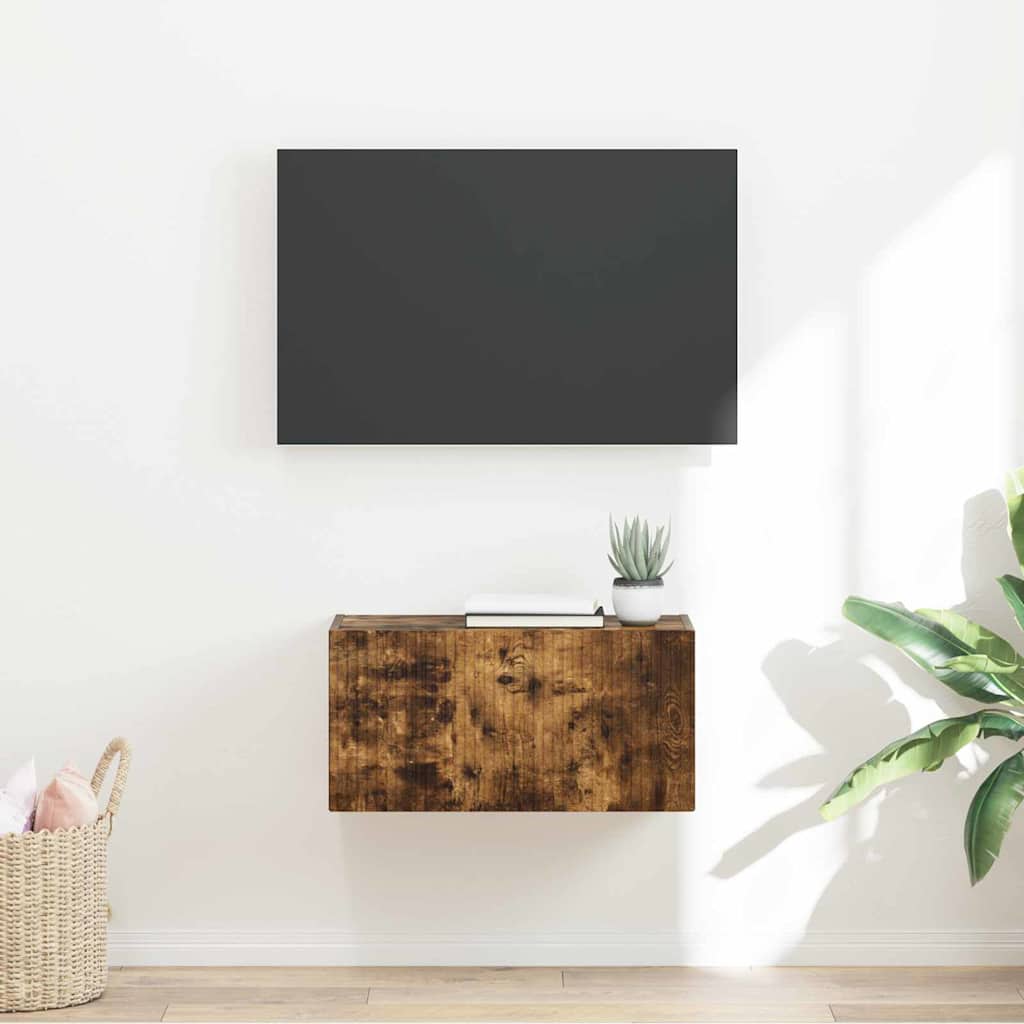 TV Wandkast Gerookt eiken 60 x 31 x 29,5 cm Bewerkt hout is nu te koop bij PeponiXL, paradijselijk wonen!