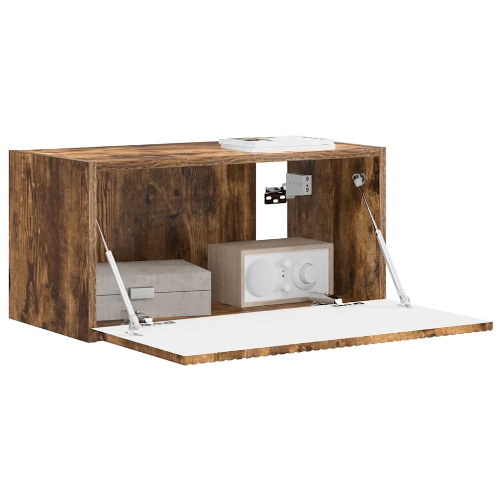 TV Wandkast Gerookt eiken 60 x 31 x 29,5 cm Bewerkt hout is nu te koop bij PeponiXL, paradijselijk wonen!