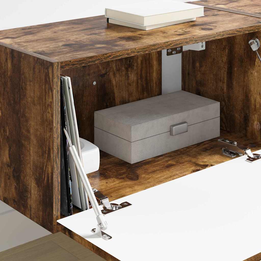 TV Wandkast 2 pcs Gerookt eiken 60 x 31 x 29,5 cm Bewerkt hout is nu te koop bij PeponiXL, paradijselijk wonen!