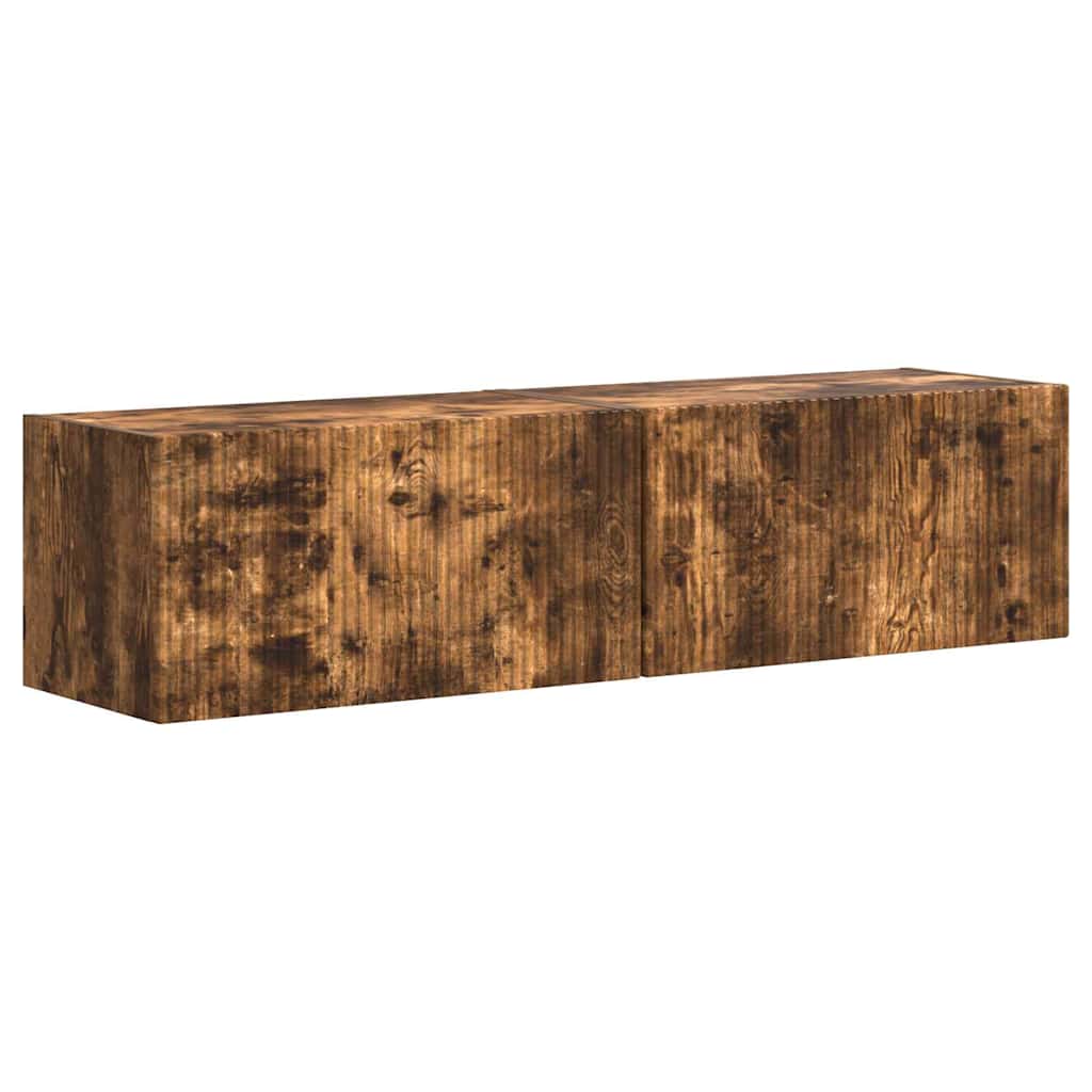 TV Wandkast 2 pcs Gerookt eiken 60 x 31 x 29,5 cm Bewerkt hout is nu te koop bij PeponiXL, paradijselijk wonen!