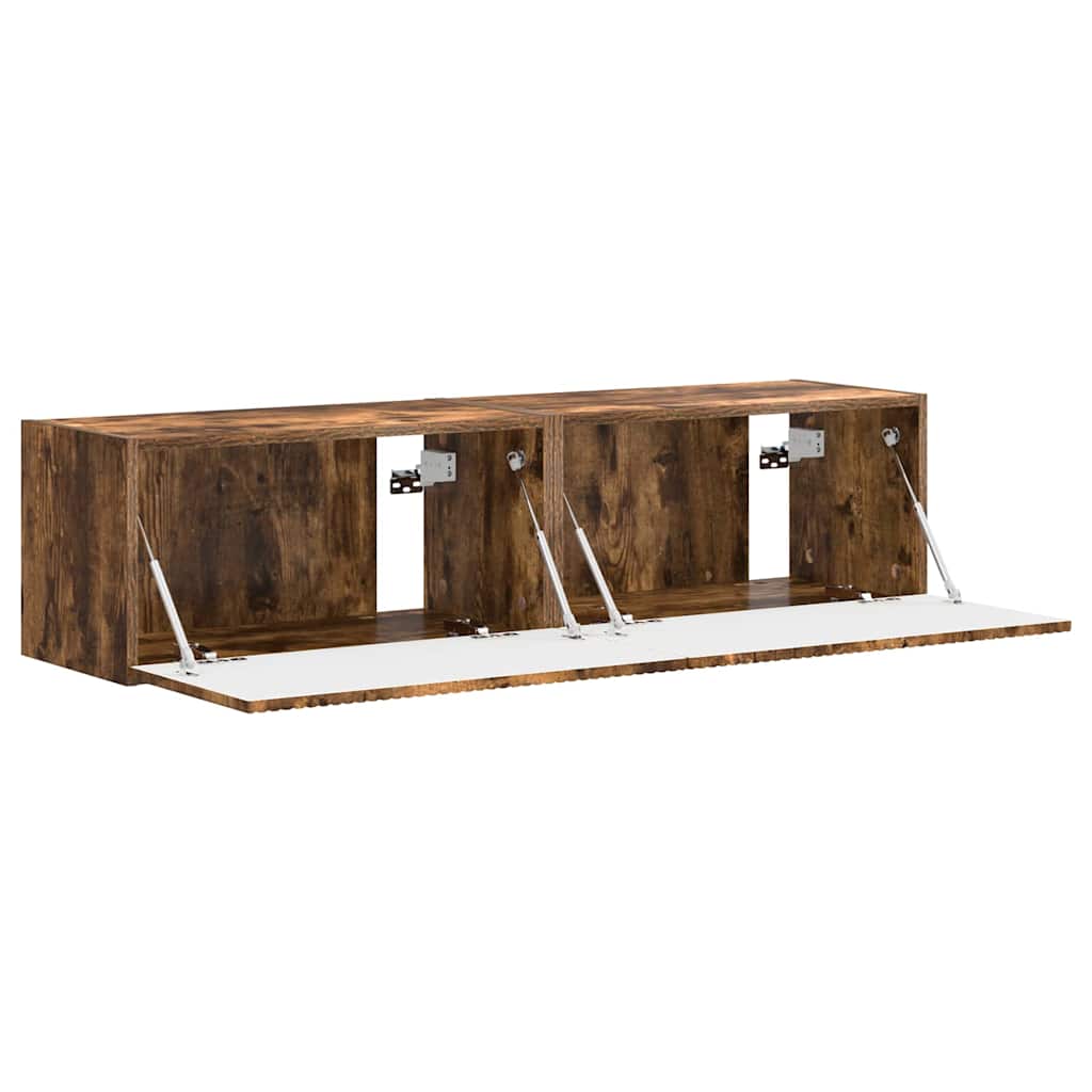 TV Wandkast 2 pcs Gerookt eiken 60 x 31 x 29,5 cm Bewerkt hout is nu te koop bij PeponiXL, paradijselijk wonen!