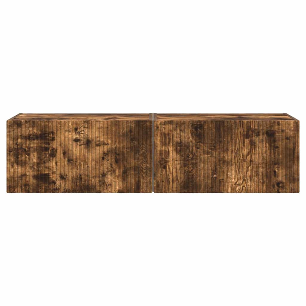 TV Wandkast 2 pcs Gerookt eiken 60 x 31 x 29,5 cm Bewerkt hout is nu te koop bij PeponiXL, paradijselijk wonen!