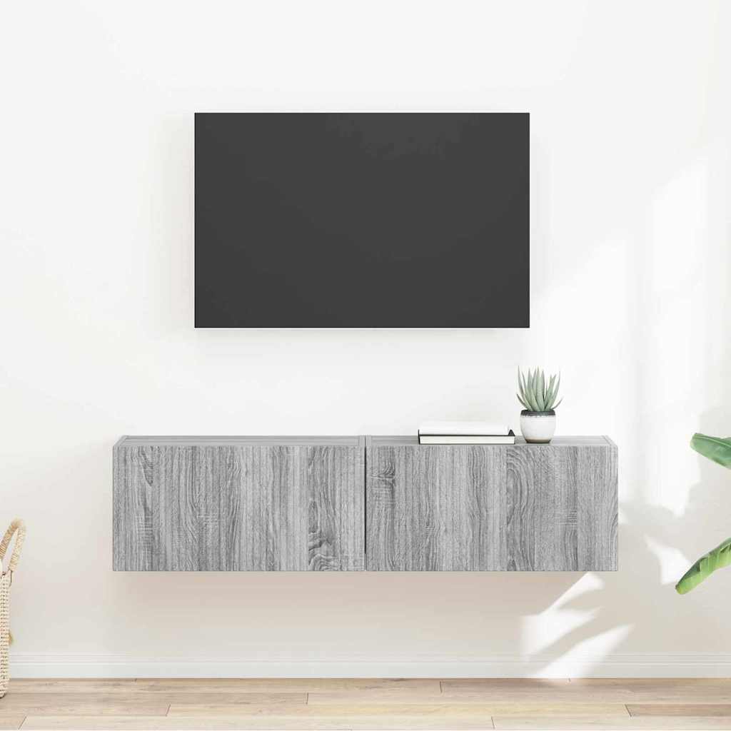TV Wandkast 2 pcs Grijs Sonoma 60 x 31 x 29,5 cm Bewerkt hout is nu te koop bij PeponiXL, paradijselijk wonen!