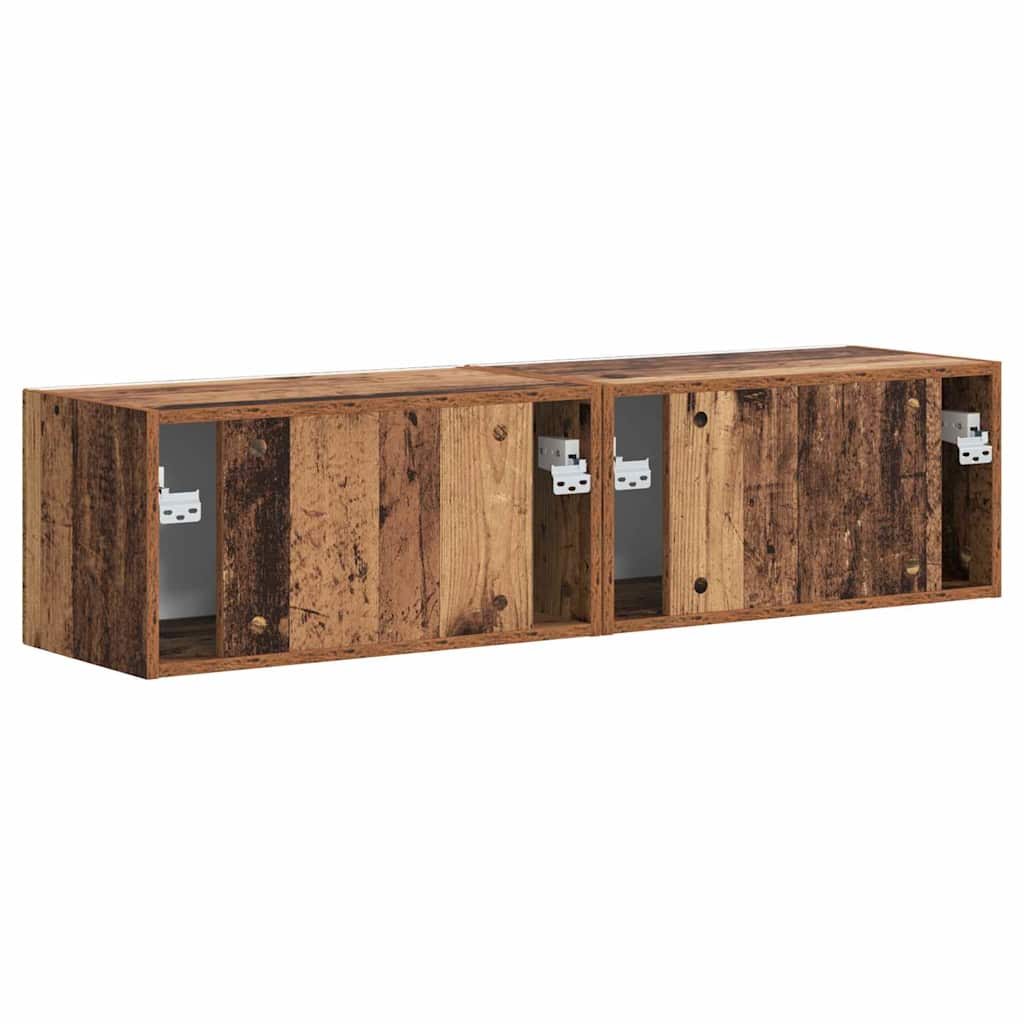 TV Wandkast 2 pcs Oud Hout 60 x 31 x 29,5 cm Bewerkt hout is nu te koop bij PeponiXL, paradijselijk wonen!