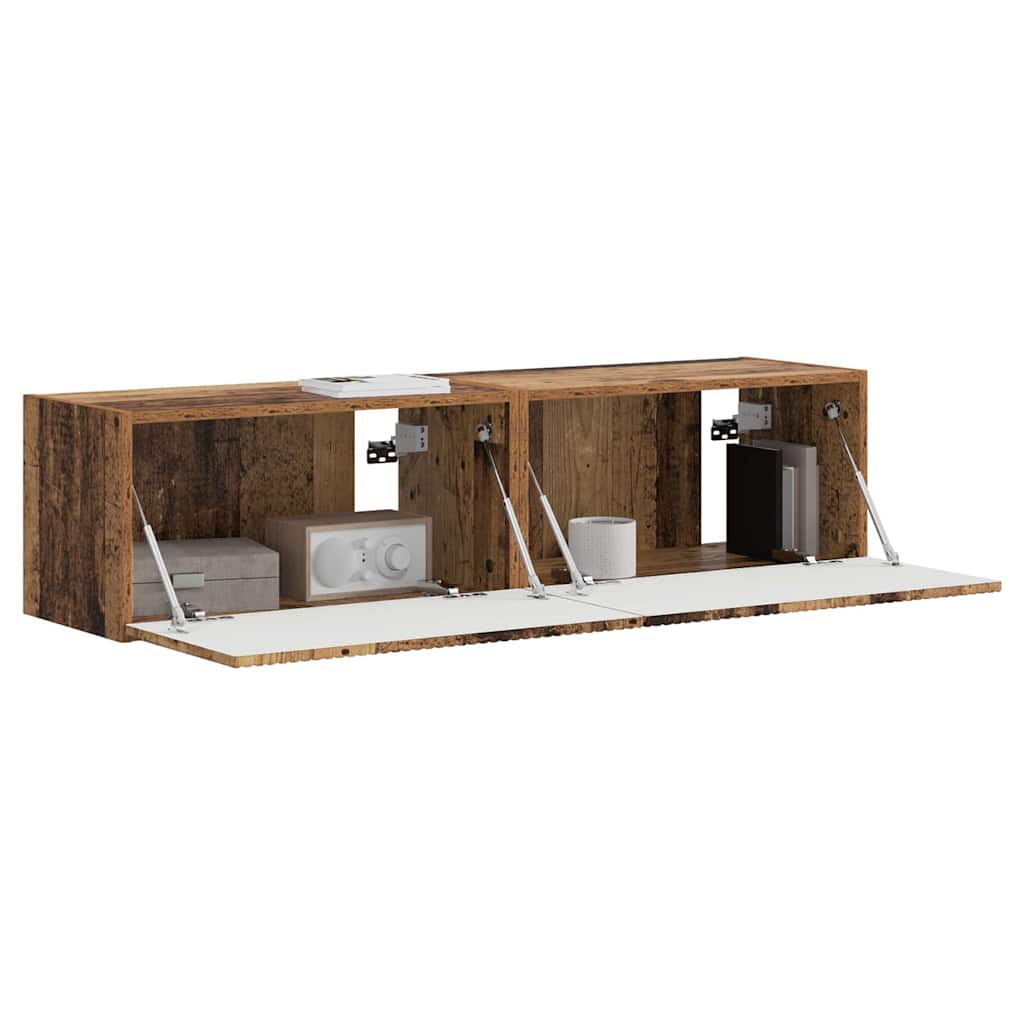TV Wandkast 2 pcs Oud Hout 60 x 31 x 29,5 cm Bewerkt hout is nu te koop bij PeponiXL, paradijselijk wonen!