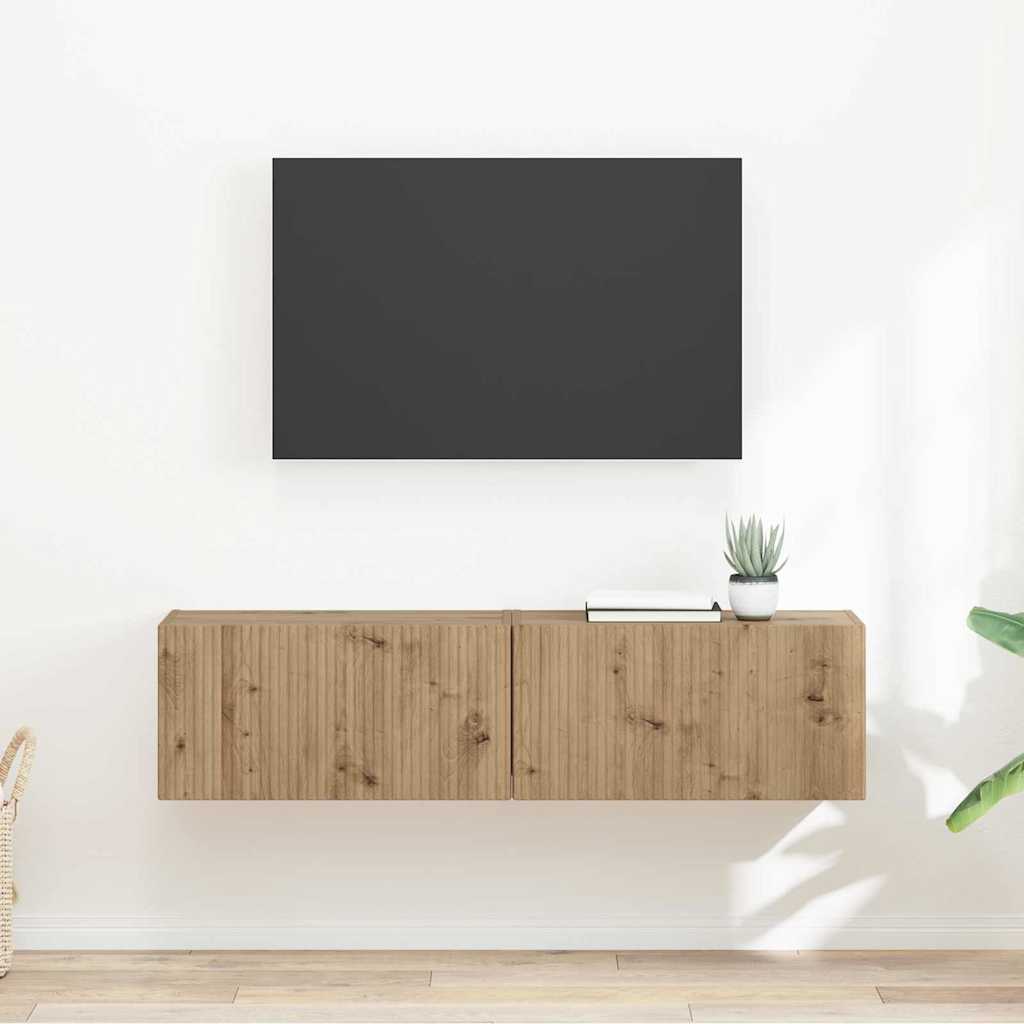 TV Wandkast 2 pcs Ambachtelijk eiken 60 x 31 x 29,5 cm is nu te koop bij PeponiXL, paradijselijk wonen!