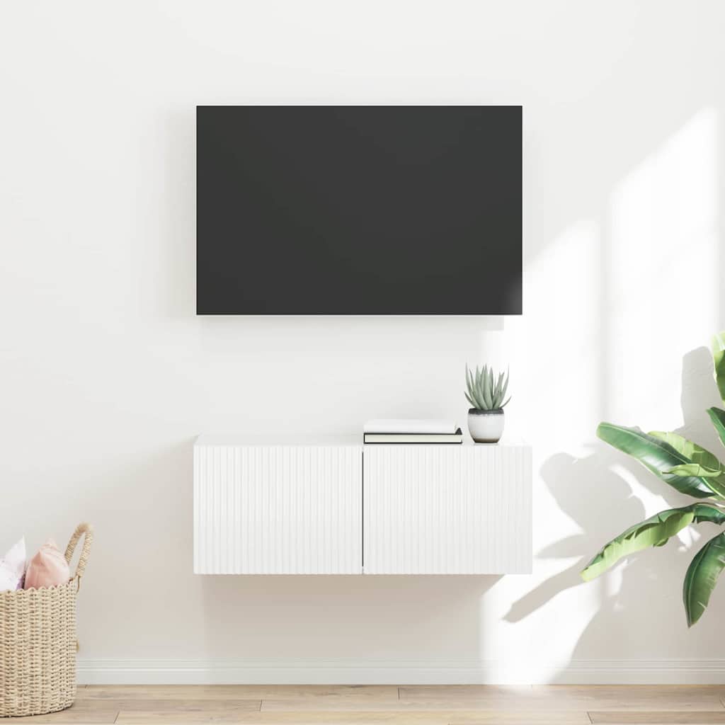 TV Wandkast Wandgemonteerd Wit 78,5 x 31 x 29,5 cm Bewerkt hout is nu te koop bij PeponiXL, paradijselijk wonen!