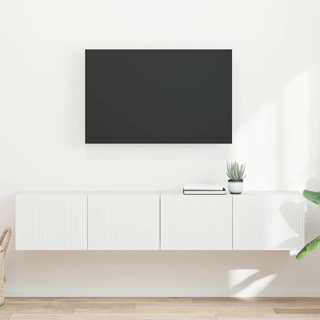 TV Wandkast 2 pcs Wit 78,5 x 31 x 29,5 cm Bewerkt hout is nu te koop bij PeponiXL, paradijselijk wonen!