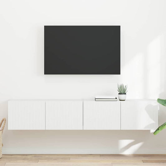TV Wandkast 2 pcs Wit 78,5 x 31 x 29,5 cm Bewerkt hout is nu te koop bij PeponiXL, paradijselijk wonen!