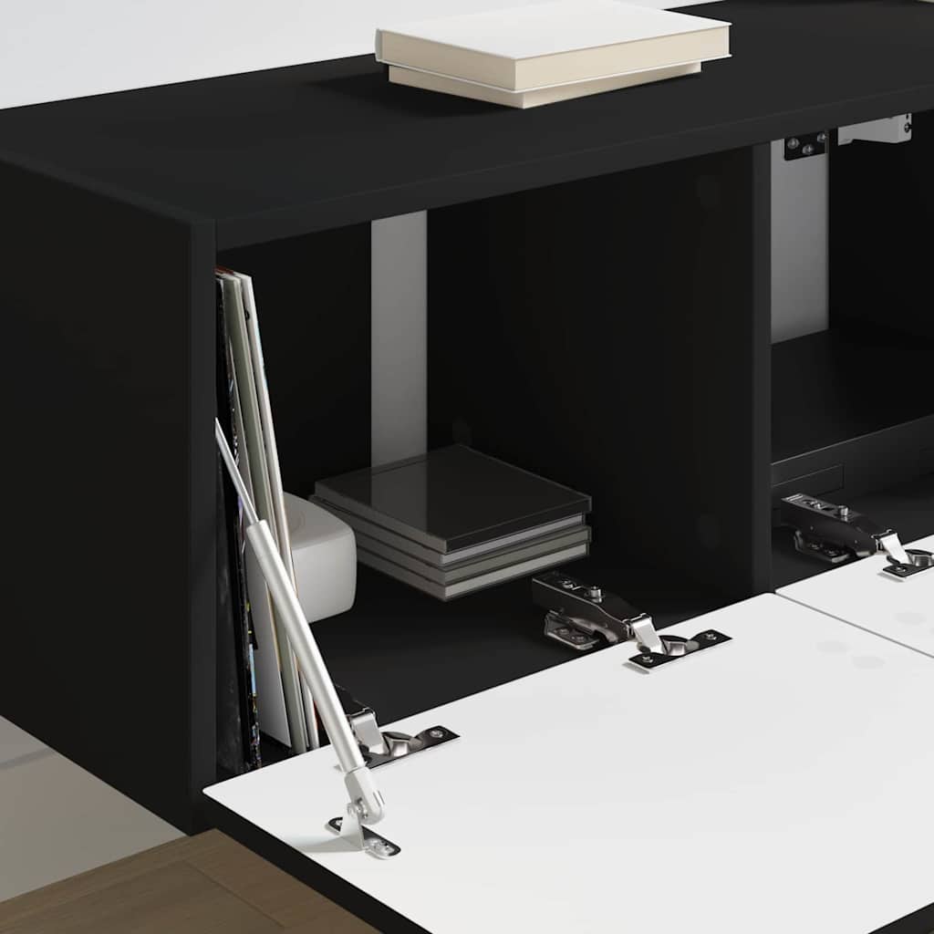 TV Wandkast 2 pcs Zwart 78,5 x 31 x 29,5 cm Bewerkt hout is nu te koop bij PeponiXL, paradijselijk wonen!