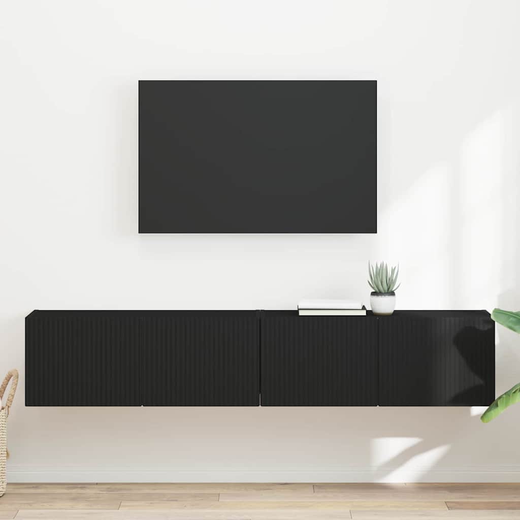 TV Wandkast 2 pcs Zwart 78,5 x 31 x 29,5 cm Bewerkt hout is nu te koop bij PeponiXL, paradijselijk wonen!
