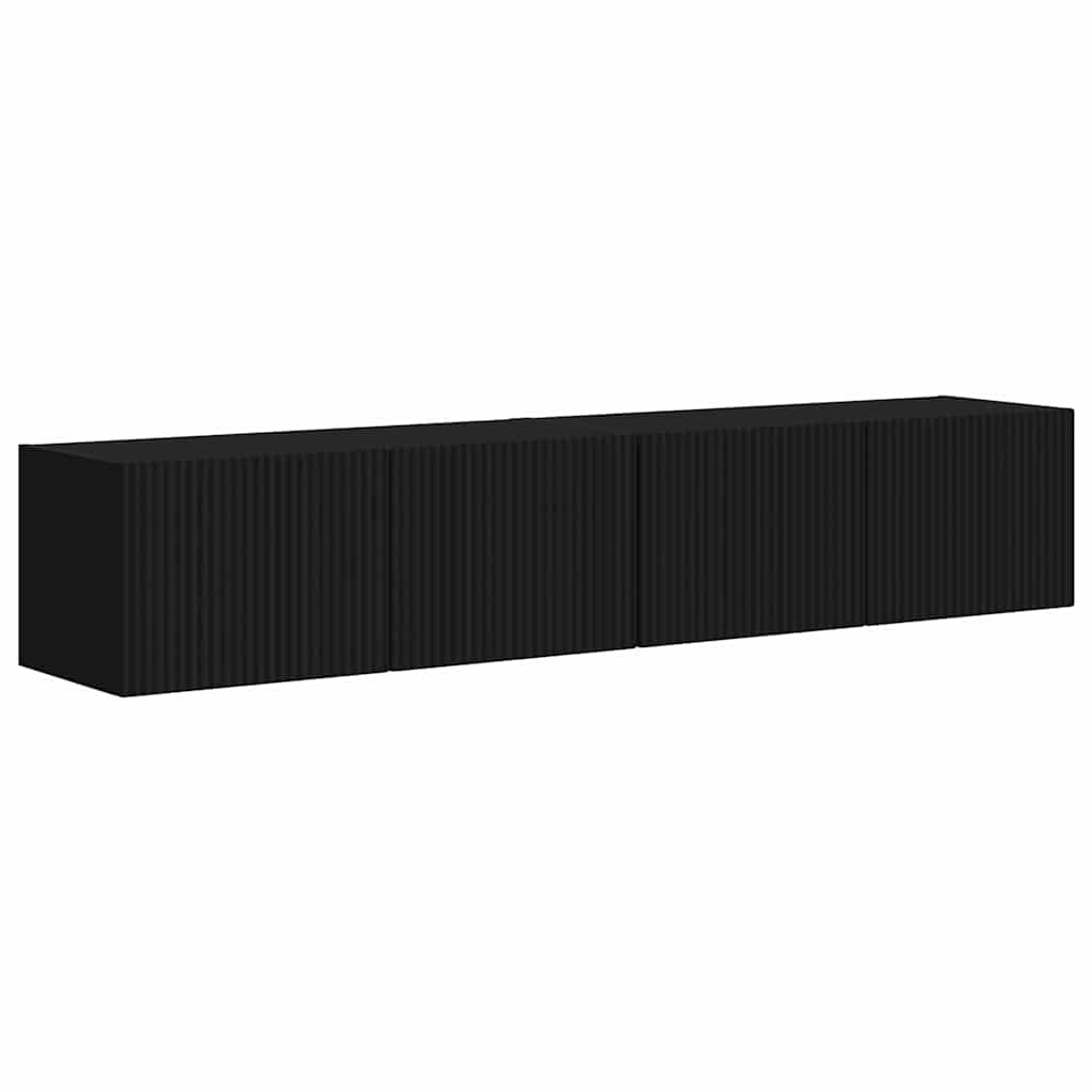 TV Wandkast 2 pcs Zwart 78,5 x 31 x 29,5 cm Bewerkt hout is nu te koop bij PeponiXL, paradijselijk wonen!