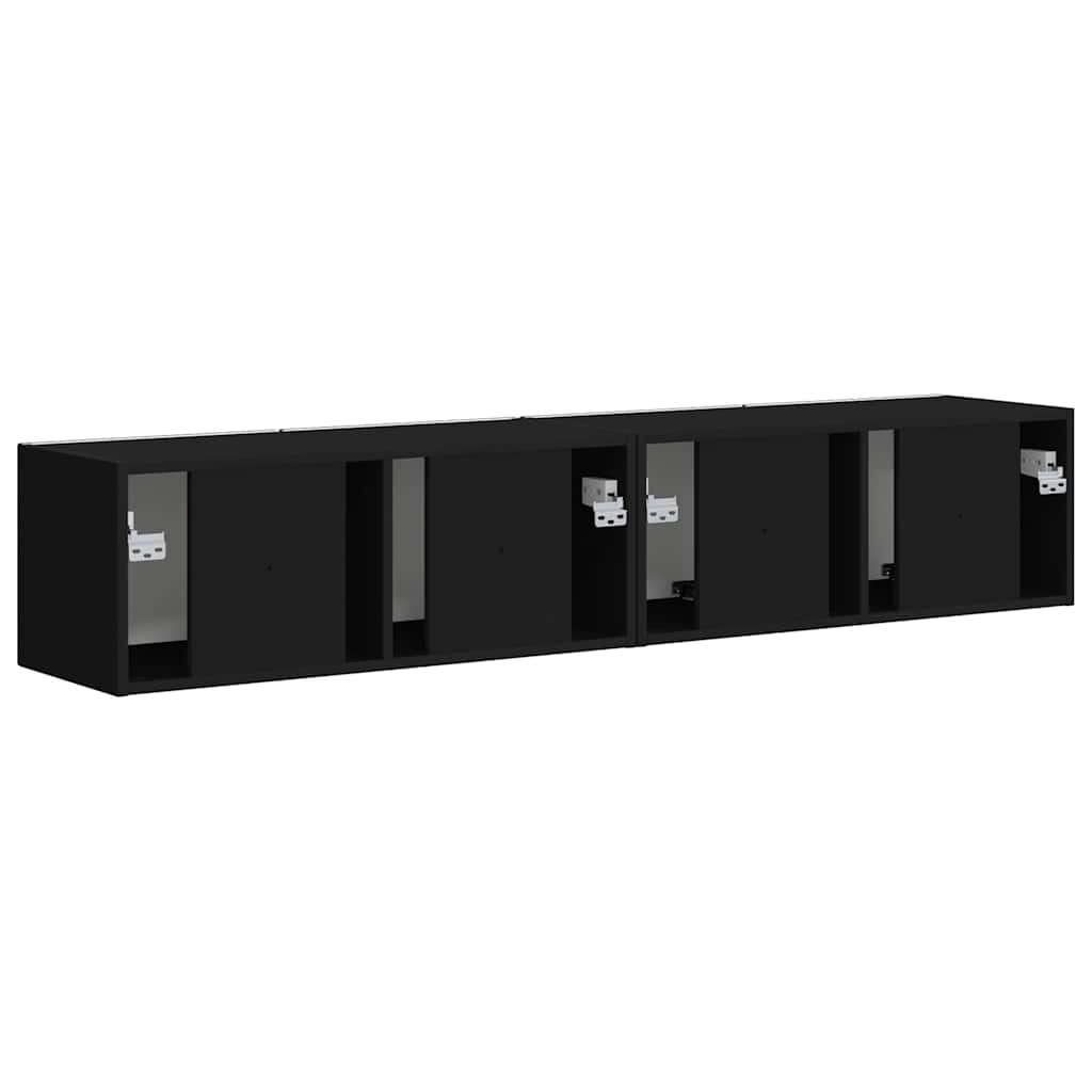 TV Wandkast 2 pcs Zwart 78,5 x 31 x 29,5 cm Bewerkt hout is nu te koop bij PeponiXL, paradijselijk wonen!