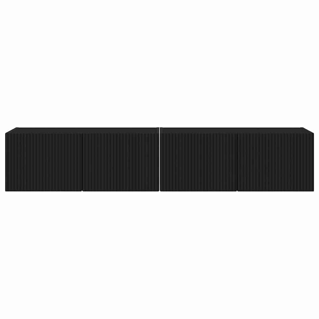TV Wandkast 2 pcs Zwart 78,5 x 31 x 29,5 cm Bewerkt hout is nu te koop bij PeponiXL, paradijselijk wonen!