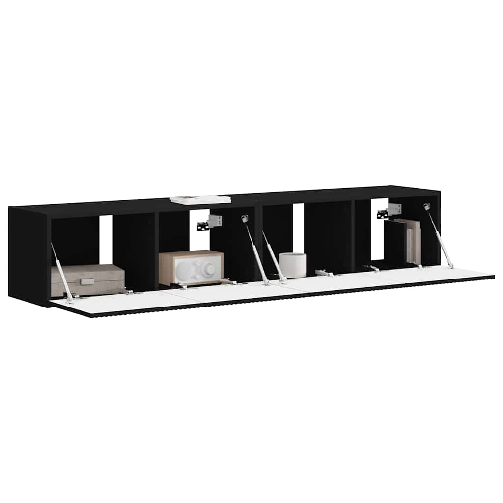 TV Wandkast 2 pcs Zwart 78,5 x 31 x 29,5 cm Bewerkt hout is nu te koop bij PeponiXL, paradijselijk wonen!