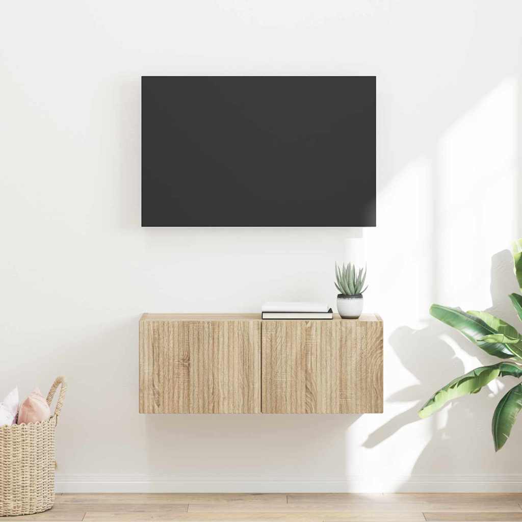 TV Wandkast Sonoma 78,5 x 31 x 29,5 cm Bewerkt hout is nu te koop bij PeponiXL, paradijselijk wonen!