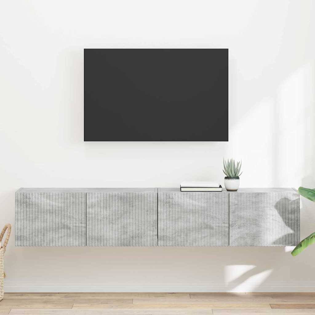 TV Wandkast 2 pcs Beton 78,5 x 31 x 29,5 cm Bewerkt hout is nu te koop bij PeponiXL, paradijselijk wonen!