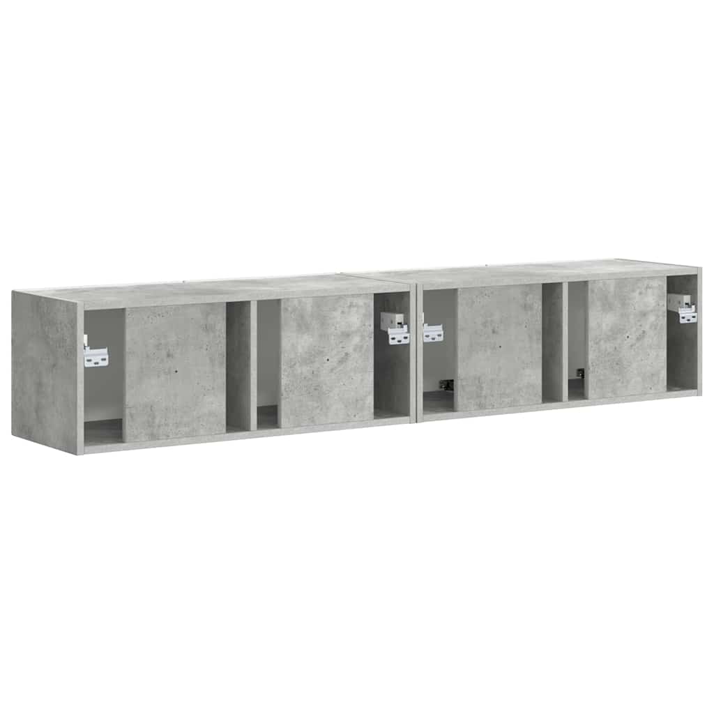 TV Wandkast 2 pcs Beton 78,5 x 31 x 29,5 cm Bewerkt hout is nu te koop bij PeponiXL, paradijselijk wonen!
