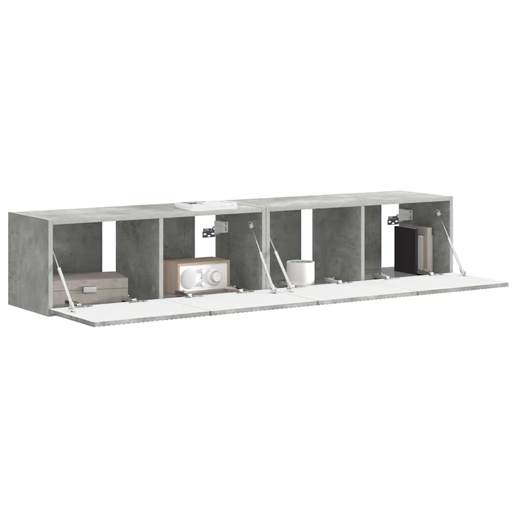 TV Wandkast 2 pcs Beton 78,5 x 31 x 29,5 cm Bewerkt hout is nu te koop bij PeponiXL, paradijselijk wonen!