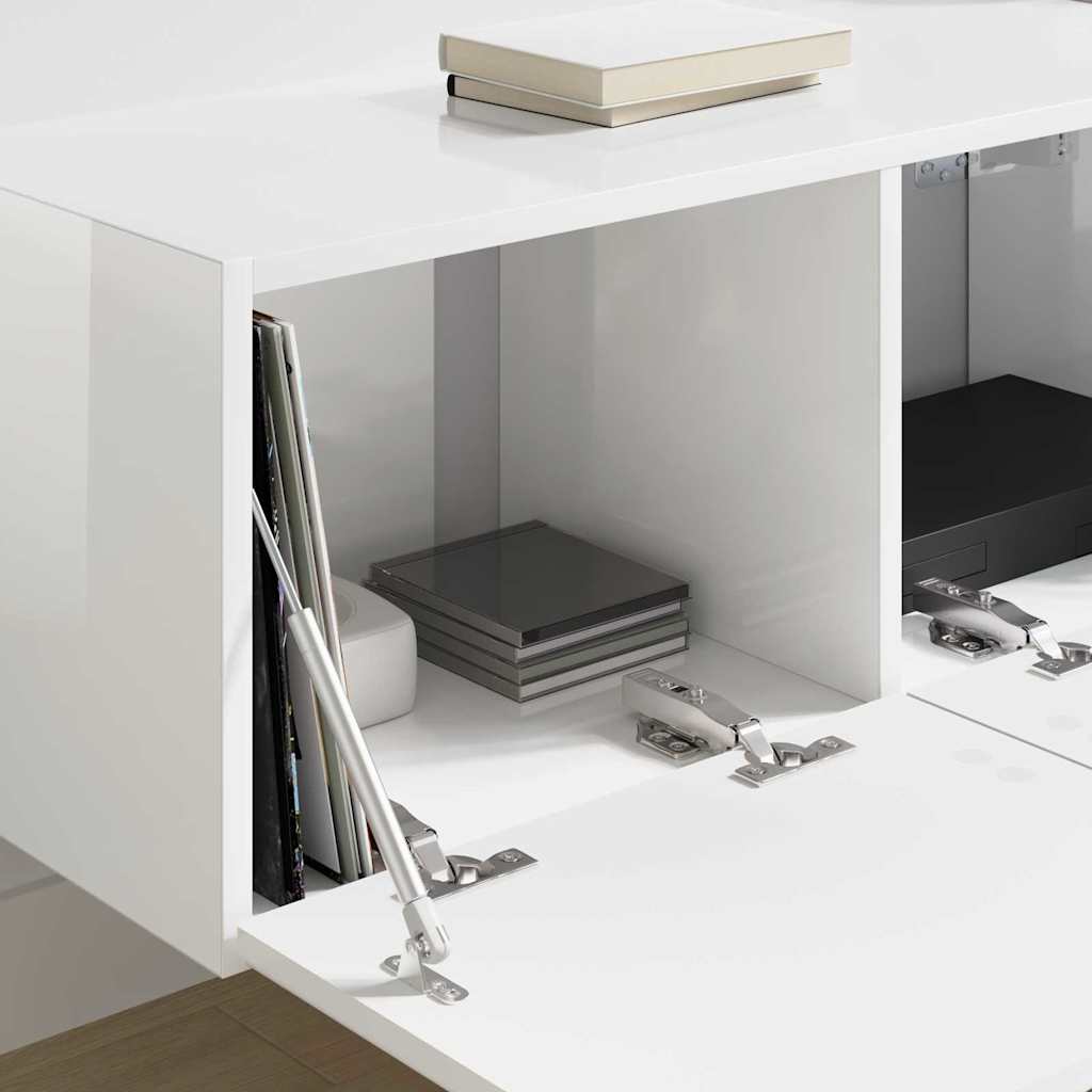 TV Wandkast Glanzend Wit 78,5 x 31 x 29,5 cm Bewerkt hout is nu te koop bij PeponiXL, paradijselijk wonen!