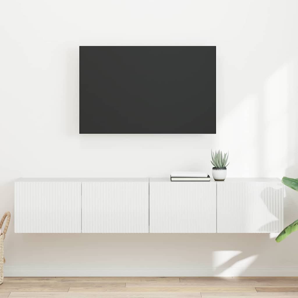 TV Wandkast 2 pcs Glanzend Wit 78,5 x 31 x 29,5 cm Bewerkt hout is nu te koop bij PeponiXL, paradijselijk wonen!