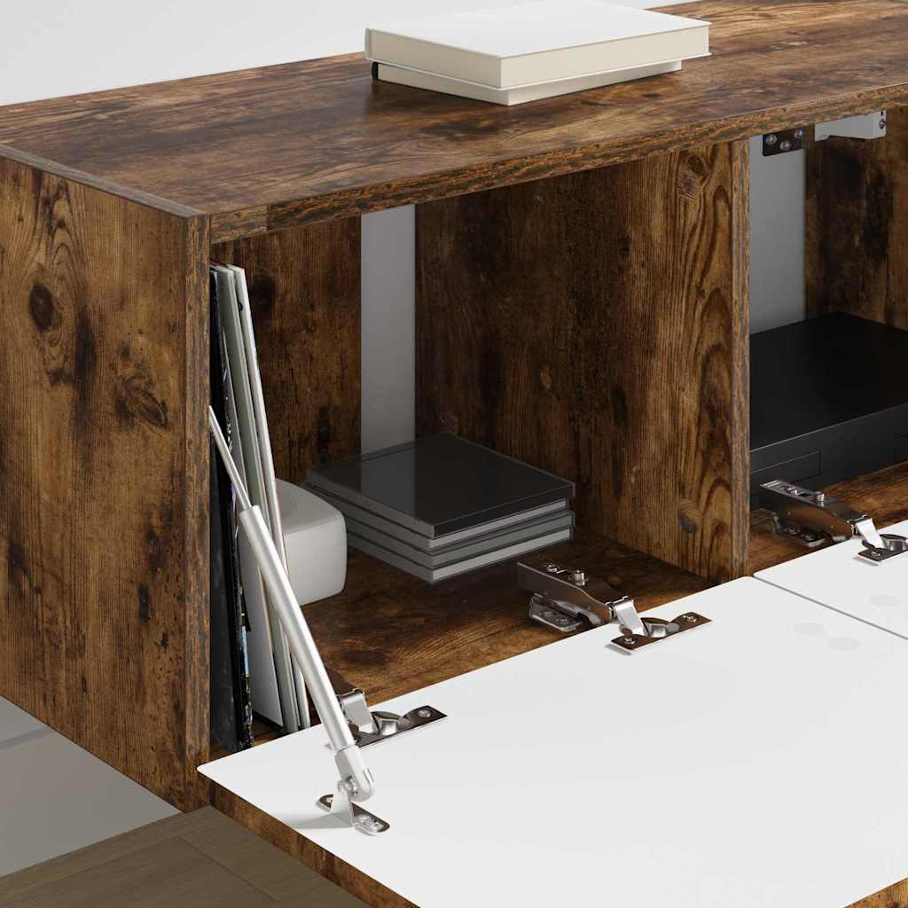 TV Wandkast Gerookt eiken 78,5 x 31 x 29,5 cm Bewerkt hout is nu te koop bij PeponiXL, paradijselijk wonen!