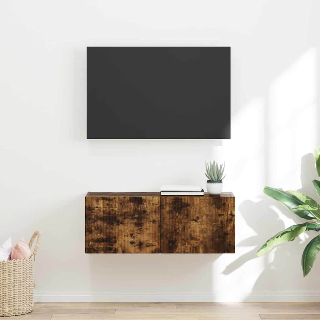 TV Wandkast Gerookt eiken 78,5 x 31 x 29,5 cm Bewerkt hout is nu te koop bij PeponiXL, paradijselijk wonen!
