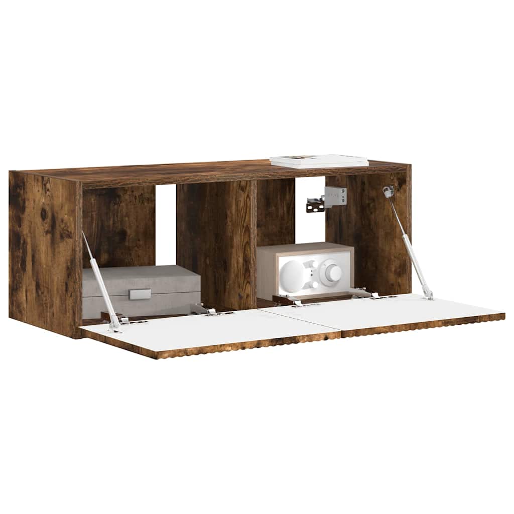 TV Wandkast Gerookt eiken 78,5 x 31 x 29,5 cm Bewerkt hout is nu te koop bij PeponiXL, paradijselijk wonen!