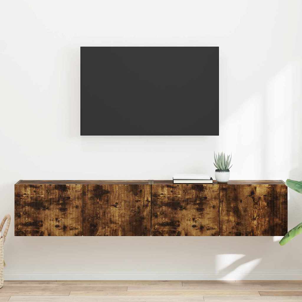 TV Wandkast 2 pcs Gerookt eiken 78,5 x 31 x 29,5 cm is nu te koop bij PeponiXL, paradijselijk wonen!