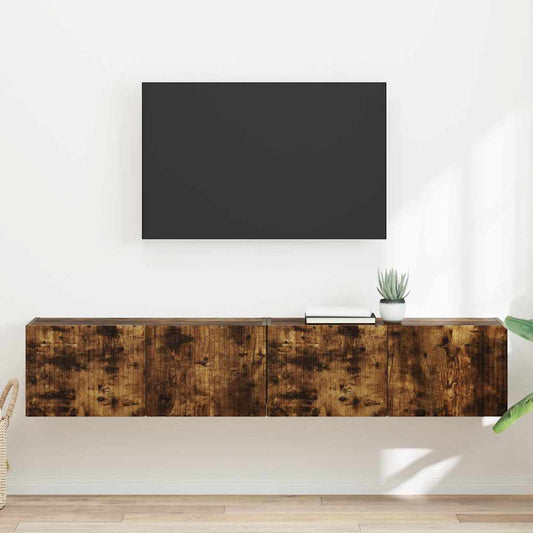 TV Wandkast 2 pcs Gerookt eiken 78,5 x 31 x 29,5 cm is nu te koop bij PeponiXL, paradijselijk wonen!