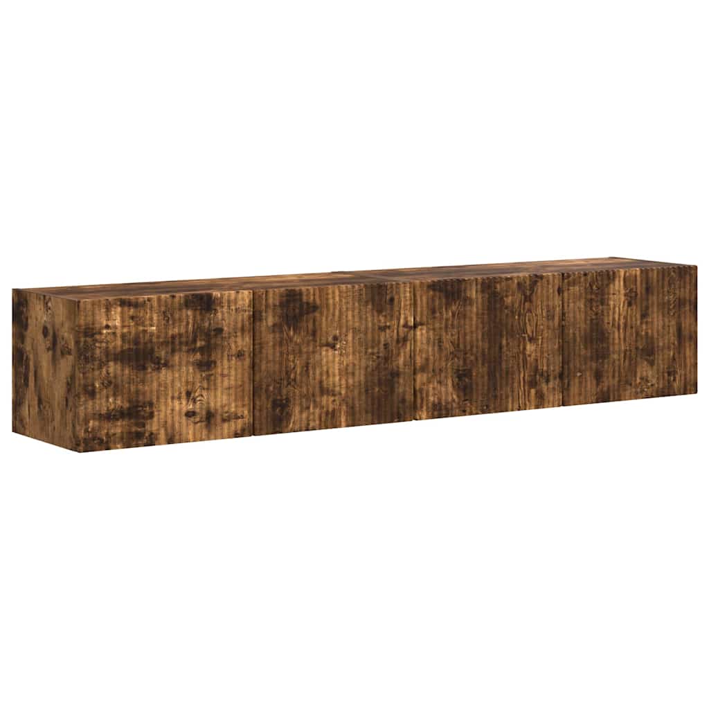 TV Wandkast 2 pcs Gerookt eiken 78,5 x 31 x 29,5 cm is nu te koop bij PeponiXL, paradijselijk wonen!
