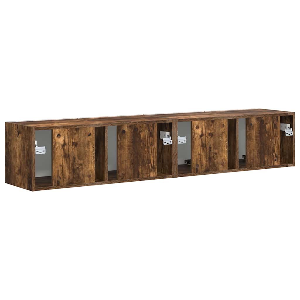 TV Wandkast 2 pcs Gerookt eiken 78,5 x 31 x 29,5 cm is nu te koop bij PeponiXL, paradijselijk wonen!