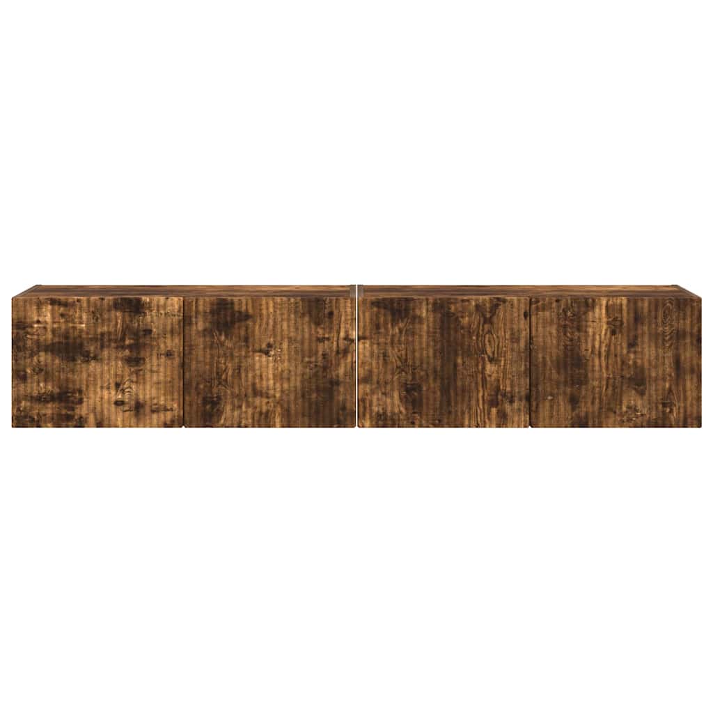 TV Wandkast 2 pcs Gerookt eiken 78,5 x 31 x 29,5 cm is nu te koop bij PeponiXL, paradijselijk wonen!