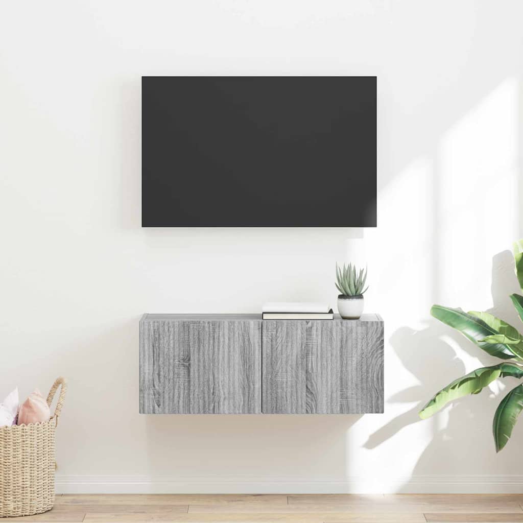 TV Wandkast Grijs Sonoma 78,5 x 31 x 29,5 cm Bewerkt hout is nu te koop bij PeponiXL, paradijselijk wonen!