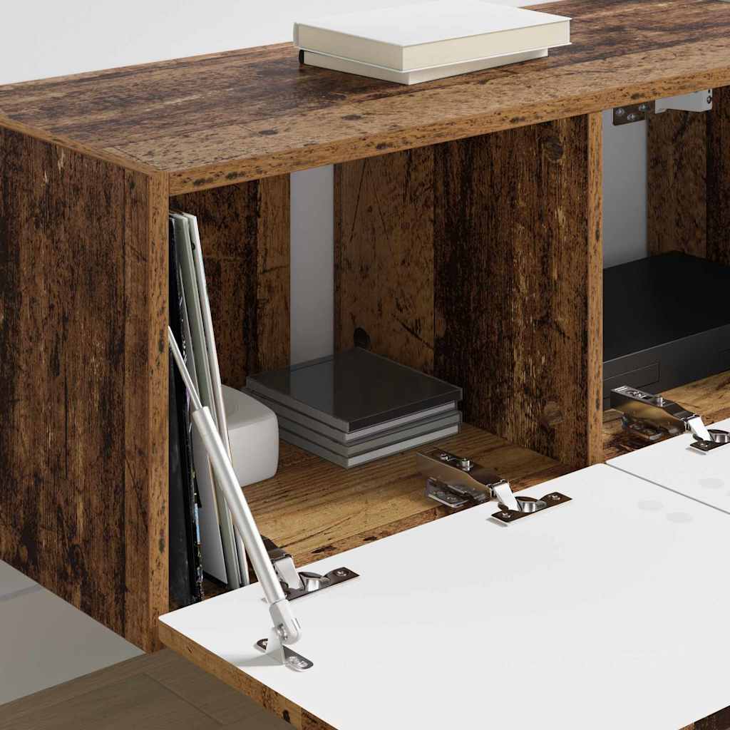 TV Wandkast 2 pcs Oud Hout 78,5 x 31 x 29,5 cm Bewerkt hout is nu te koop bij PeponiXL, paradijselijk wonen!