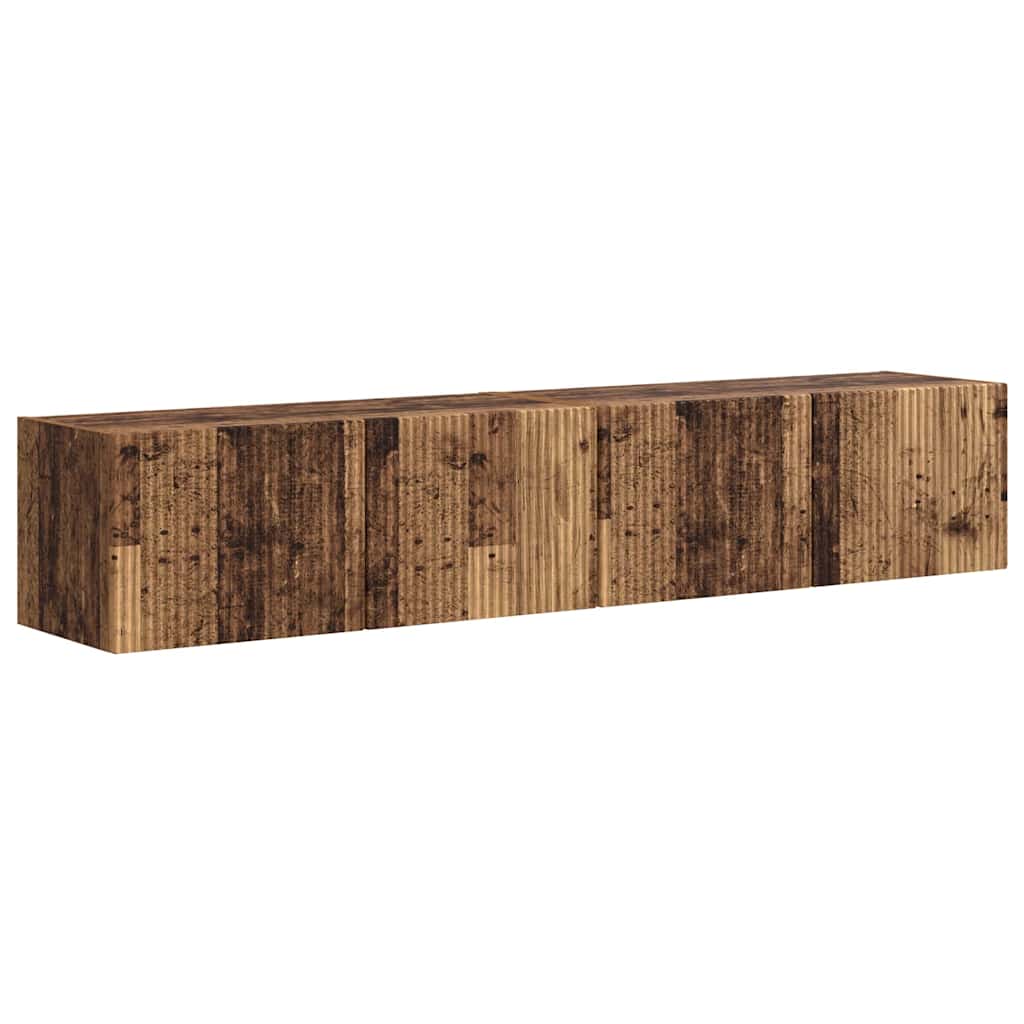 TV Wandkast 2 pcs Oud Hout 78,5 x 31 x 29,5 cm Bewerkt hout is nu te koop bij PeponiXL, paradijselijk wonen!