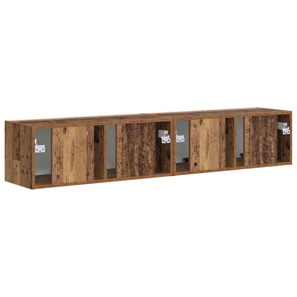 TV Wandkast 2 pcs Oud Hout 78,5 x 31 x 29,5 cm Bewerkt hout is nu te koop bij PeponiXL, paradijselijk wonen!