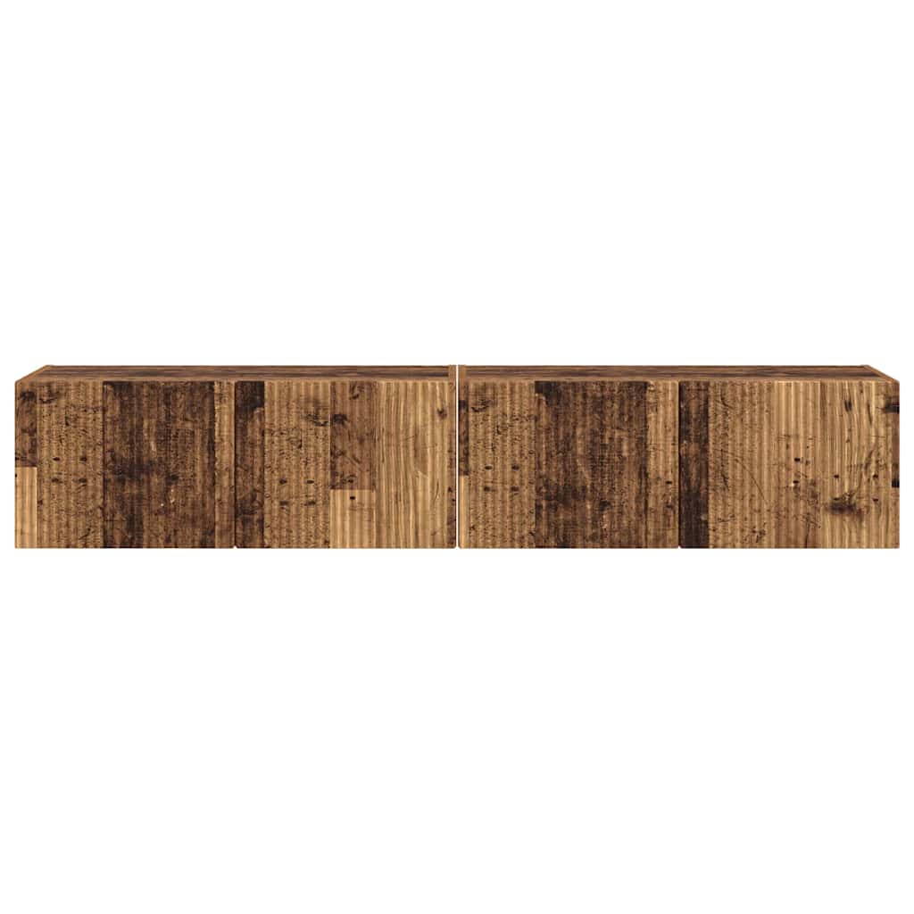 TV Wandkast 2 pcs Oud Hout 78,5 x 31 x 29,5 cm Bewerkt hout is nu te koop bij PeponiXL, paradijselijk wonen!