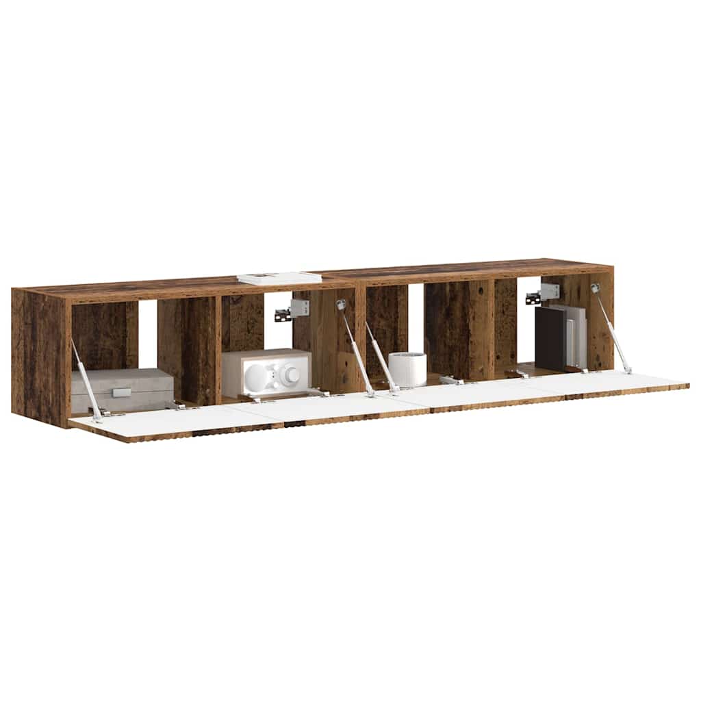 TV Wandkast 2 pcs Oud Hout 78,5 x 31 x 29,5 cm Bewerkt hout is nu te koop bij PeponiXL, paradijselijk wonen!